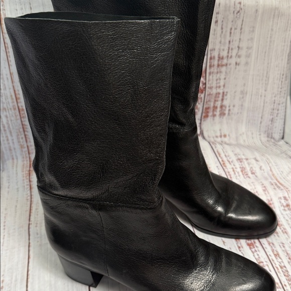 Nine West Black Leather Heeled Boots 8.5 NWT - Picture 3 of 16